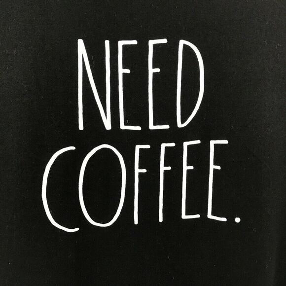 Rae Dunn Need Coffee Long Sleeve T-Shirt Black M - Picture 2 of 6